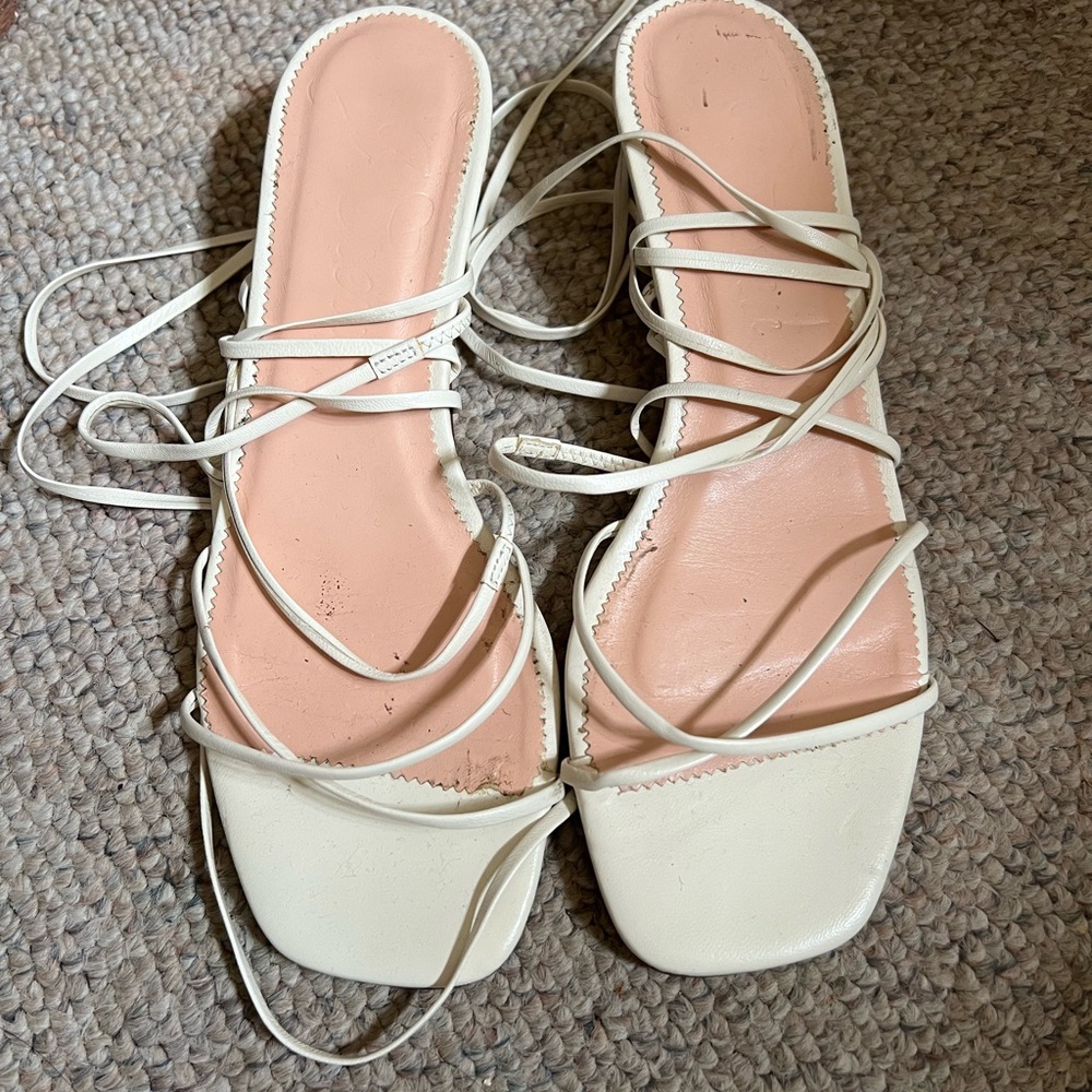 J.Crew White Strappy Kitten Heel Sandal, size 8